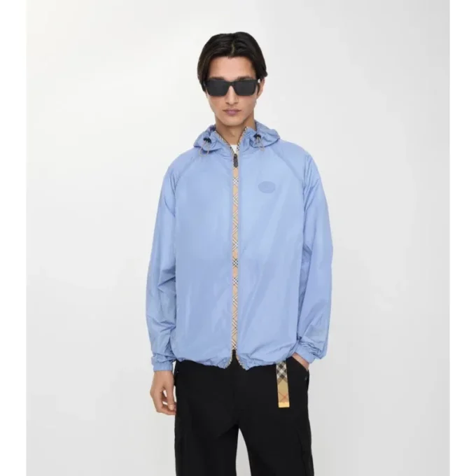 Nylon-Kapuzenjacke mit Karoband