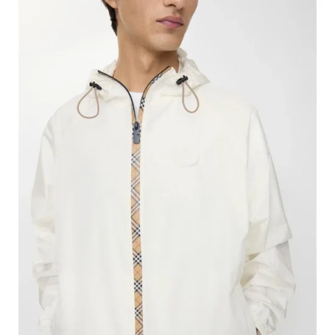 Nylon-Kapuzenjacke mit Karoband