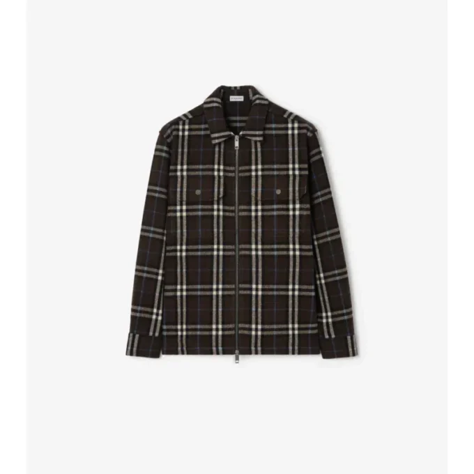 Overshirt aus kariertem Wollflanell