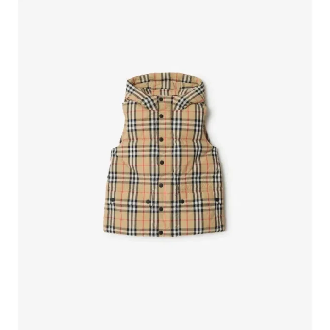 Puffer-Weste aus Nylon mit Karomuster