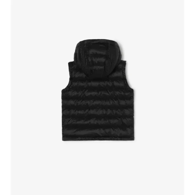 Puffer-Weste mit Kapuze aus Nylon mit Burberry-Karomuster