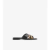 Sandalen mit Karomuster und Lederbesatz 