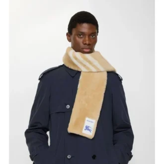 Schmal karierter Shearling-Schal