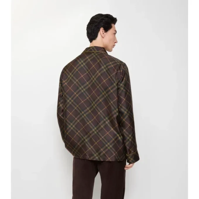 Seiden-Pyjama-Hemd mit Karomuster