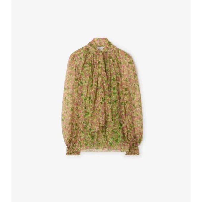 Seidenbluse mit zierlichem Blumenmuster