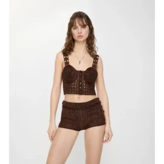 Shorts aus gehäkelter Moulina-Baumwolle