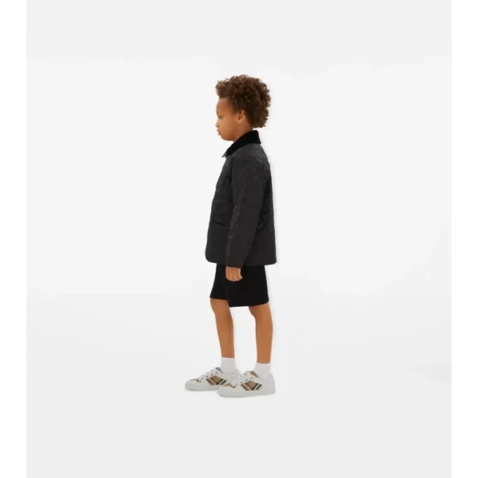 Sneaker aus Baumwolle und Leder mit Karomuster