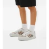 Sneaker aus Baumwolle und Leder mit Karomuster