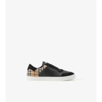 Sneaker aus Leder, Wildleder und Karomuster