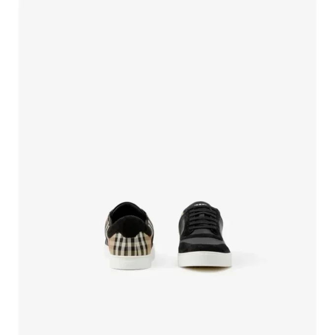 Sneaker aus Leder, Wildleder und Karomuster
