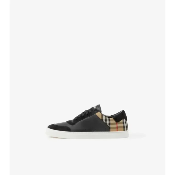 Sneaker aus Leder, Wildleder und Karomuster