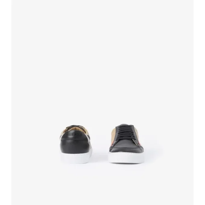 Sneaker mit Karomuster und Leder