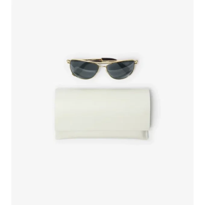 Sonnenbrille mit quadratischem Rahmen und Metalllogo