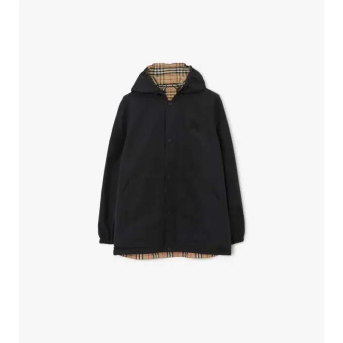 Wendbare Kapuzenjacke aus Nylon mit Karomuster