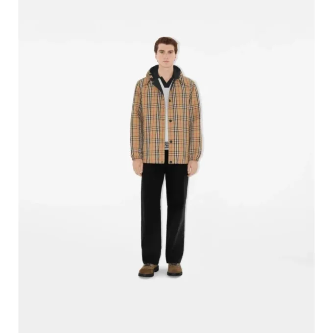 Wendbare Kapuzenjacke aus Nylon mit Karomuster